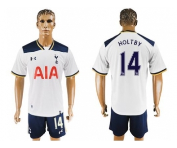 Tottenham Hotspur #14 Holtby White Home Soccer Club Jersey1