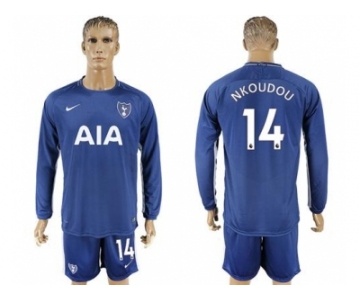 Tottenham Hotspur #14 Nkoudou Away Long Sleeves Soccer Club Jersey