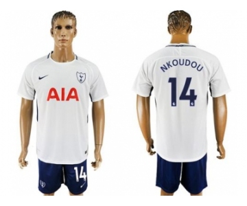 Tottenham Hotspur #14 Nkoudou White Blue Soccer Club Jersey