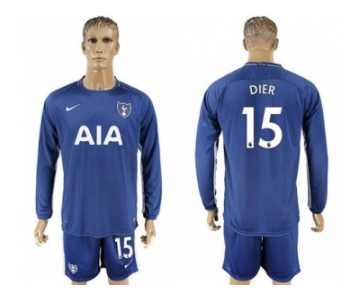 Tottenham Hotspur #15 Dier Away Long Sleeves Soccer Club Jersey