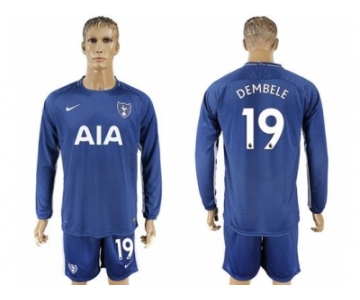 Tottenham Hotspur #19 Dembele Away Long Sleeves Soccer Club Jersey