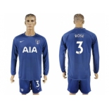 Tottenham Hotspur #3 Rose Away Long Sleeves Soccer Club Jersey