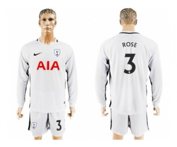 Tottenham Hotspur #3 Rose Home Long Sleeves Soccer Club Jersey