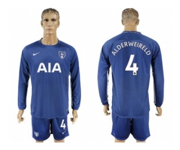 Tottenham Hotspur #4 Alderweireld Away Long Sleeves Soccer Club Jersey