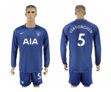 Tottenham Hotspur #5 Vertonghen Away Long Sleeves Soccer Club Jersey