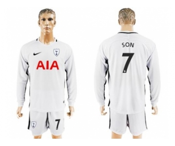 Tottenham Hotspur #7 Son Home Long Sleeves Soccer Club Jersey