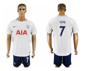 Tottenham Hotspur #7 Son White Blue Soccer Club Jersey