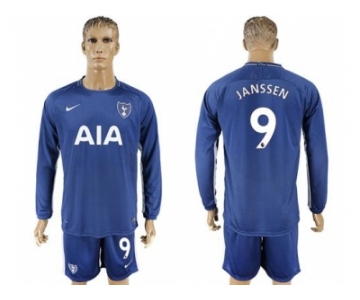 Tottenham Hotspur #9 Janssen Away Long Sleeves Soccer Club Jersey