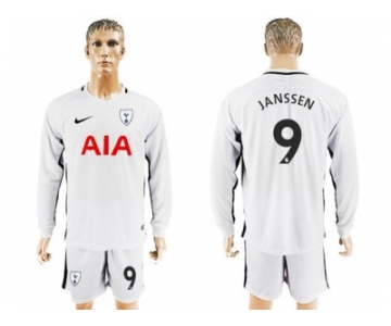 Tottenham Hotspur #9 Janssen Home Long Sleeves Soccer Club Jersey