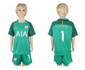 Tottenham Hotspur #1 LLORIS Green Goalkeeper Kid Soccer Club Jersey