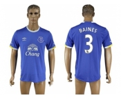 Everton #3 Baines Home Soccer Club Jersey3