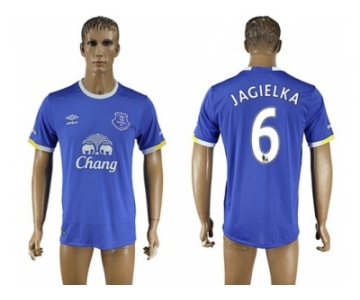 Everton #6 Jagielka Home Soccer Club Jersey3