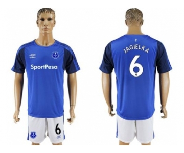 Everton #6 Jagielka Home Soccer Club Jersey