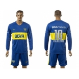 Boca Juniors #10 Carlitos Home Long Sleeves Soccer Club Jersey