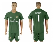 Real Madrid #1 I Casillas Green Goalkeeper Soccer Club Jersey