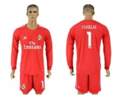 Real Madrid #1 I Casillas Red Goalkeeper Long Sleeves Soccer Club Jersey