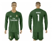 Real Madrid #1 Navas Green Goalkeeper Long Sleeves Soccer Club Jersey