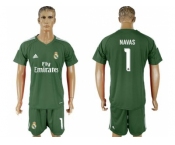 Real Madrid #1 Navas Green Goalkeeper Soccer Club Jersey