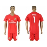 Real Madrid #1 Navas Red Goalkeeper Soccer Club Jersey