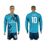 Real Madrid #10 James Sec Away Long Sleeves Soccer Club Jersey