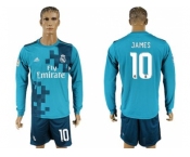 Real Madrid #10 James Sec Away Long Sleeves Soccer Club Jersey