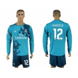 Real Madrid #12 Marcelo Sec Away Long Sleeves Soccer Club Jersey