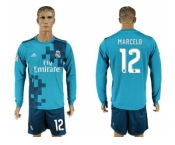 Real Madrid #12 Marcelo Sec Away Long Sleeves Soccer Club Jersey