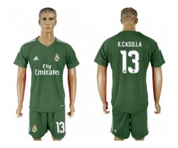 Real Madrid #13 K.Casilla Green Goalkeeper Soccer Club Jersey