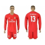 Real Madrid #13 K.Casilla Red Goalkeeper Long Sleeves Soccer Club Jersey