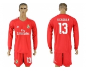 Real Madrid #13 K.Casilla Red Goalkeeper Long Sleeves Soccer Club Jersey