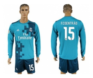 Real Madrid #15 F.Coentrao Sec Away Long Sleeves Soccer Club Jersey