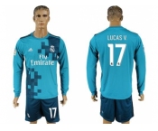 Real Madrid #17 Lucas.V Sec Away Long Sleeves Soccer Club Jersey