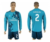 Real Madrid #2 Carvajal Sec Away Long Sleeves Soccer Club Jersey