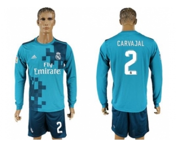 Real Madrid #2 Carvajal Sec Away Long Sleeves Soccer Club Jersey