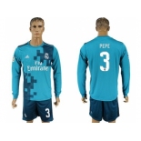 Real Madrid #3 Pepe Sec Away Long Sleeves Soccer Club Jersey