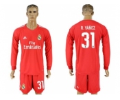 Real Madrid #31 R.Yanez Red Goalkeeper Long Sleeves Soccer Club Jersey