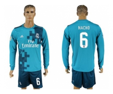 Real Madrid #6 Nacho Sec Away Long Sleeves Soccer Club Jersey