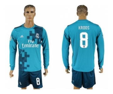 Real Madrid #8 Kroos Sec Away Long Sleeves Soccer Club Jersey