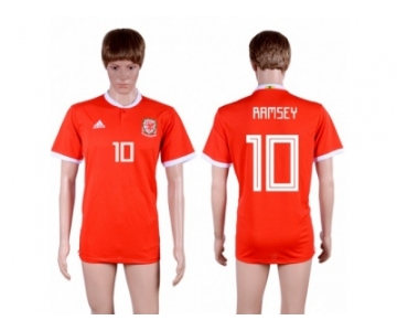 Wales #10 Ramsey Red Home Soccer Club Jersey