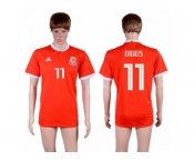 Wales #11 Giggs Red Home Soccer Club Jersey