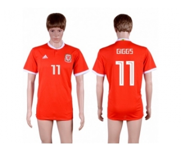 Wales #11 Giggs Red Home Soccer Club Jersey