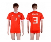 Wales #3 Taylor Red Home Soccer Club Jersey