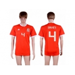 Wales #4 Davies Red Home Soccer Club Jersey