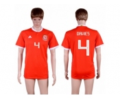 Wales #4 Davies Red Home Soccer Club Jersey