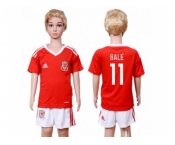 Wales #11 Bale Home Kid Soccer Country Jersey