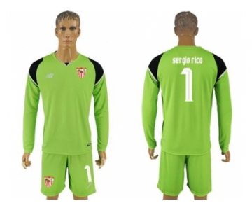 Sevilla #1 Sergio Rico Green Goalkeeper Long Sleeves Soccer Club Jersey