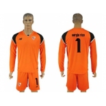 Sevilla #1 Sergio Rico Orange Goalkeeper Long Sleeves Soccer Club Jersey