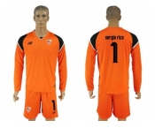 Sevilla #1 Sergio Rico Orange Goalkeeper Long Sleeves Soccer Club Jersey