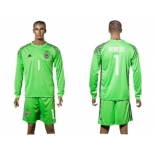 Argentina #1 Romero Green Goalkeeper Long Sleeves Soccer Country Jersey 1