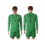 Argentina #1 Romero Green Goalkeeper Long Sleeves Soccer Country Jersey